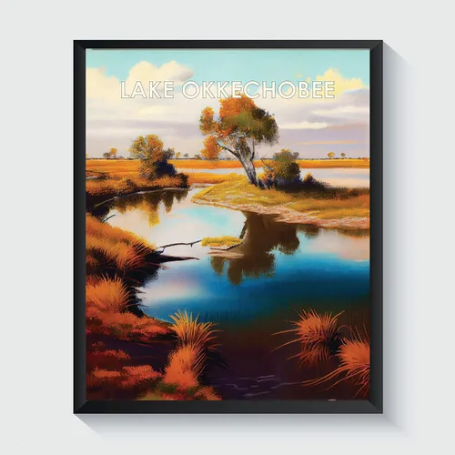 Vista 51 de Yellowstone Lake - Póster impreso artístico, ilustración, arte de pared, decoración de paisaje retro, paisaje, obra de arte para decoración de Lago