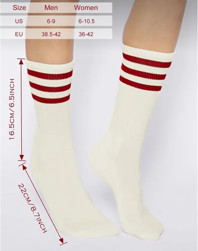 Vista 7 de 4 pares de calcetines a rayas para mujer, calcetines deportivos retro de algodón, elásticos, calcetines novedosos, unisex, multicolor