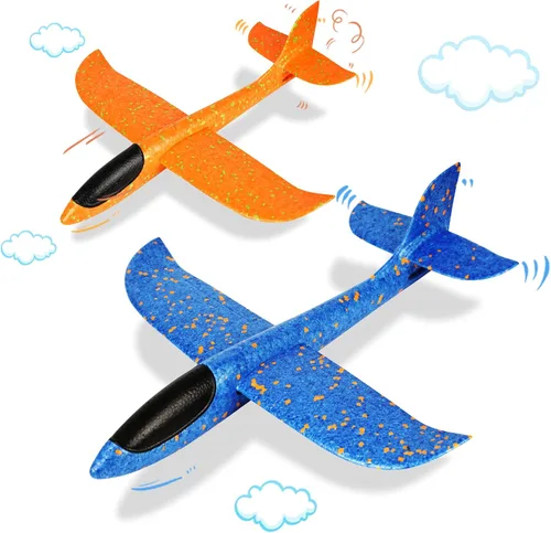 Vista 11 de VCOSTORE Paquete de 2 aviones de espuma de catapulta para niños, aviones planeadores de espuma de 13.3 pulgadas, aviones de espuma de poliestireno