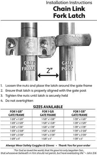 Vista 4 de Pestillo de horquilla de puerta de enlace de cadena de 1-3/8" x 1-3/8" - galvanizado - con agujero para candado