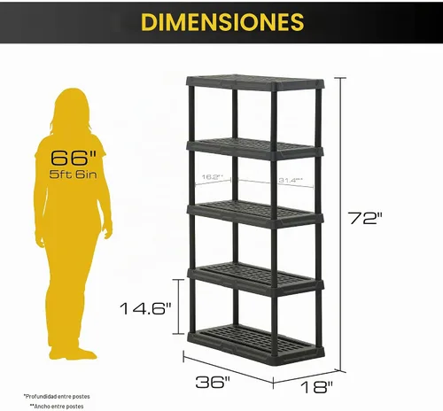 Vista 2 de CENTREX 5-Tier Heavy Duty Plastic Storage Shelves for Garage, 2 Pack