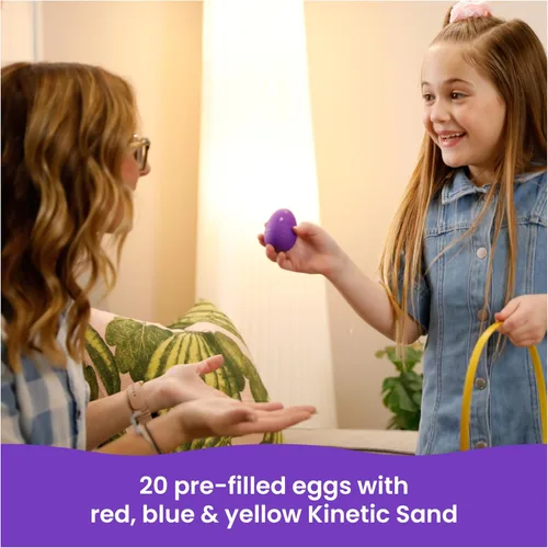 Vista 12 de Kinetic Sand, Paquete de 20 huevos con arena de juego roja, amarilla y azul de 3.3 libras para caza de huevos, recuerdos de fiesta y bolsas
