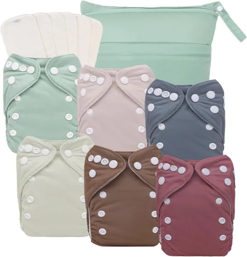Vista 22 de babygoal Pañales de tela para recién nacidos, paquete de 13 unidades para niños prematuros de 5-12 libras, 6 unidades con 6 insertos y bolsa