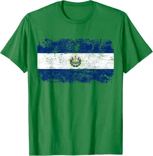Vista 4 de EL SALVADOR Bandera Vintage Hombres Mujeres Niños Camiseta EL SALVADOR