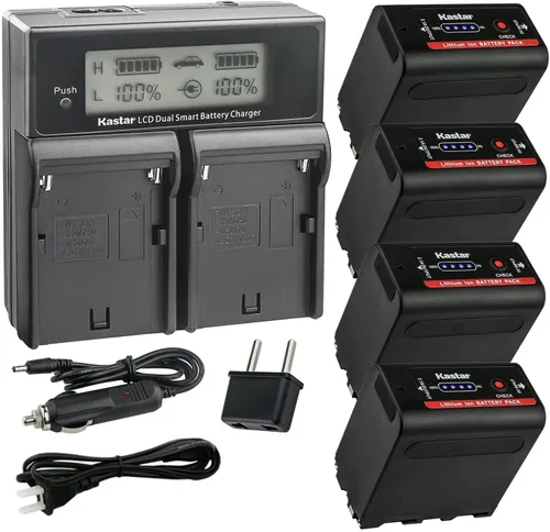 Vista 7 de Kastar NP-F980EXP CH04 Dual Fast Charger Compatible with Yongnuo YN216 YN300 YN300-III YN600 YN600L II YN900 YN900 II YN1200 LED Video Light
