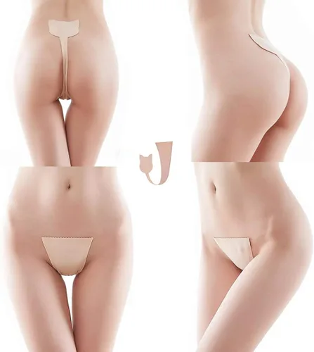 Vista 8 de Tanga invisible en forma de gato para mujer con forma de C