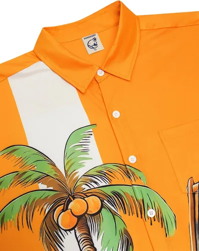 Vista 25 de Camisa de Halloween para Hombre de Hardaddy, de Manga Corta, con Botón, con Estampado Gracioso, Camisa Casual Negro