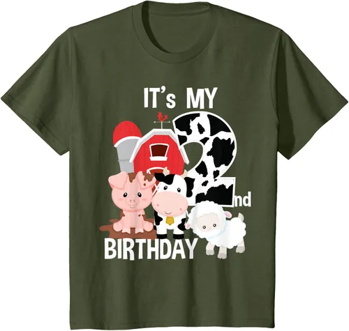 Vista 10 de Camiseta para fiesta de 2 años con texto en inglés "It's My 2nd Birthday", Negro