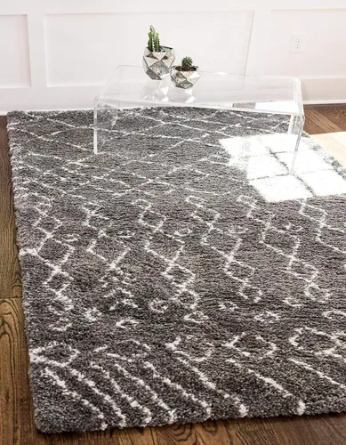 Vista 34 de Unique Loom Rabat Shag Collection - Alfombra geométrica (2 pies x 4 pies 1 pulgada, marfil puro/gris)