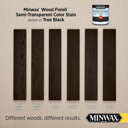 Vista 2 de Minwax Tinte de color semitransparente a base de agua con acabado de madera, negro verdadero, 1 cuarto de galón
