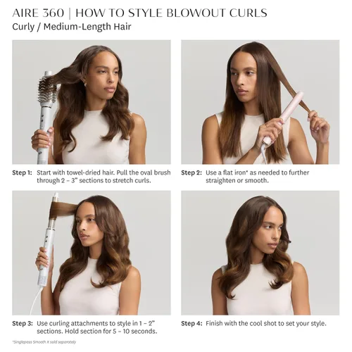 Vista 11 de Aire 360 Ceramic Dual Voltage Air Styler Blowout Kit with Curling Attachments, Oval Brush & Drying Concentrator Fast, Healthy Blowouts and