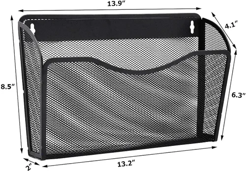 Vista 2 de EASEPRES Organizador de archivos colgante de malla de un solo bolsillo, soporte vertical para archivador de revistas, cesta de montaje, carpeta