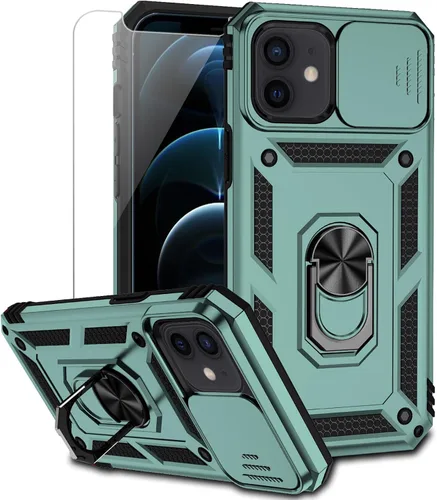 Vista 12 de Funda para iPhone 12 Mini con cubierta para lente de cámara, protector de pantalla HD, doble capa de protección contra caídas de grado militar