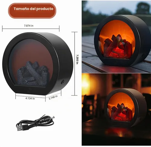 Vista 3 de Ragyzity Faroles LED portátiles sin llama, luz de chimenea con efecto de llama de registro de simulación LED, interruptor táctil, llama