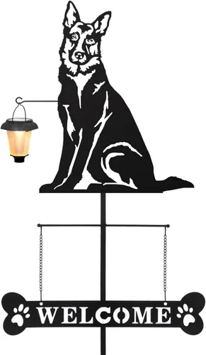Vista 13 de BAYN Letrero de bienvenida de corgi de raza solar con silueta de perro con una linterna para jardín, césped, patio, camino Corgi Gift, Bone Shaped