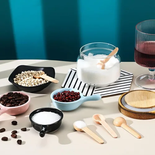 Vista 5 de Patelai 30 mini cucharas de madera a granel de 3 pulgadas pequeños condimentos pequeños frascos pequeños cucharas para café, condimentos de miel