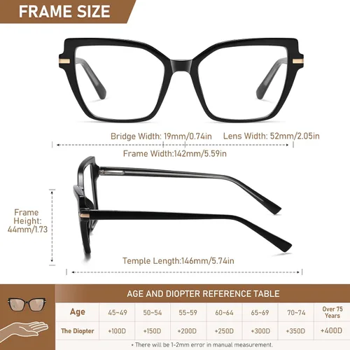 Vista 4 de LKEYE Gafas de lectura cuadradas para mujer, diseño de ojo de gato, bloqueo de luz azul, lk6095
