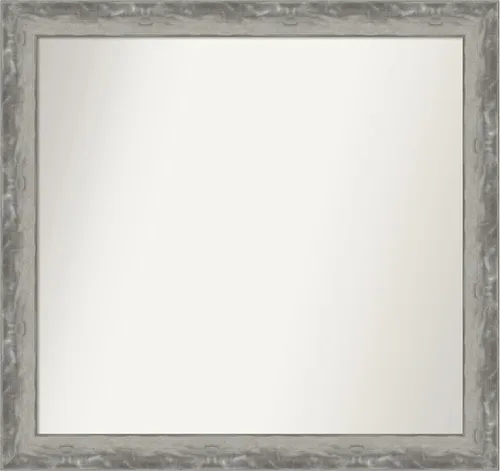 Vista 388 de Amanti Art Espejo de baño plateado para sobre el fregadero, 24 x 24 pulgadas, espejo cuadrado de peltre forjado a medida, marco de madera casual