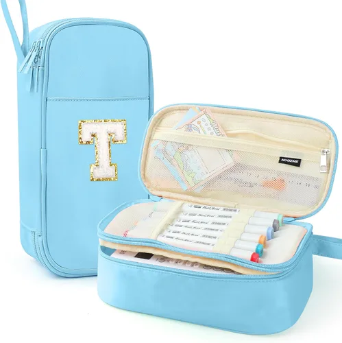 Vista 69 de Estuche Grande para Lápices, Bolsa de Lápices de Gran Capacidad, Bolsa de Lápices Personalizada con Inicial con Cremallera Suave, Múltiples