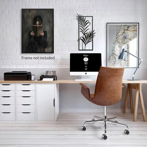Vista 6 de Haitunone Arte de Pared de Lectura Femenina Victoriana Academia Oscura Libros Melancólicos Póster Pintura al Óleo Antigua Impresiones en Lienzo