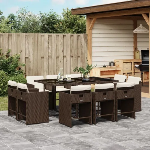 Vista 20 de 9-Piece Patio Dining Set with Cushions Beige Poly Rattan Outdoor Furniture for Garden Backyard Balcony – Foldable Chairs Space Saving Design