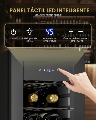 Vista 4 de Feelfunn Refrigerador de vino de 12 botellas, refrigerador de vino
