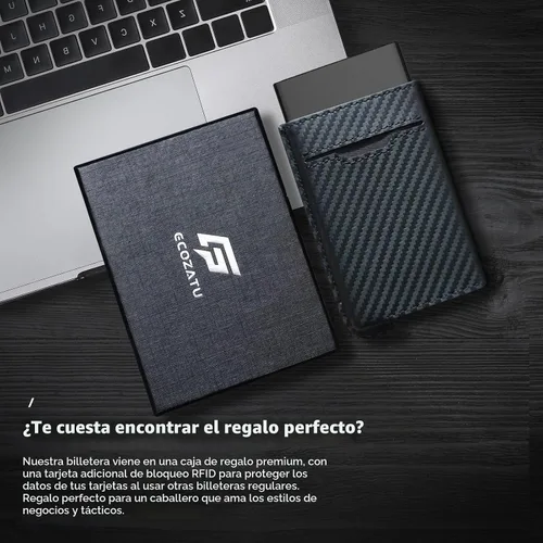 Vista 7 de Cartera delgada de aluminio con tarjetero, Negro carbón, Minimalista