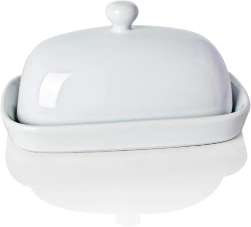Vista 11 de Sweejar Mantequillera de cerámica con tapa para encimera, recipiente para mantequilla de porcelana con mango de perilla, recipiente para mantequilla