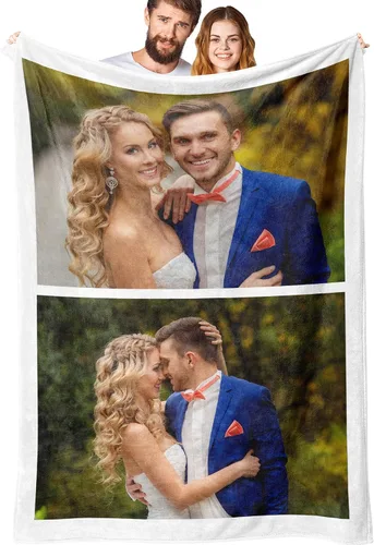 Vista 9 de Manta personalizada con fotos, regalos para mujeres, amantes, amigas, regalos con imagen, manta de franela, Navidad, aniversario, cumpleaños, boda
