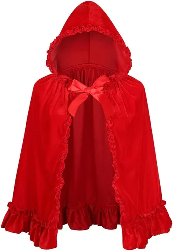 Vista 74 de Colorful House Capa de terciopelo rojo con capucha de terciopelo para Halloween, Navidad, fiesta de disfraces