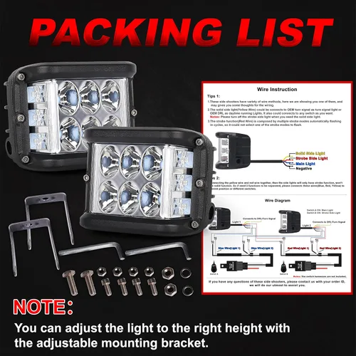 Vista 7 de Luces Pod Laterales Direccionales de 4 Pulgadas, Luces LED Estroboscópicas Azules de Cubo de Doble Cara para Granja, Tractor, Arado, Camión, Barco