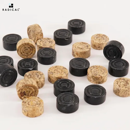 Vista 2 de Radicaln Figuras de damas de mármol de 1.25 pulgadas, negro y coral, hecho a mano, juego de mesa para exteriores, juego de ajedrez de viaje, juego