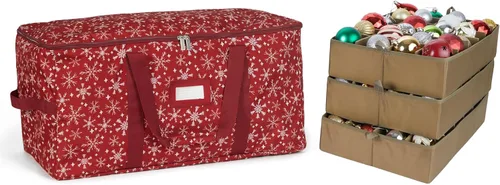 Vista 29 de Covermates Keepsakes Bolsa de almacenamiento ajustable para adornos, con asas de transporte, protección acolchada, ruedas dobles, almacenamiento