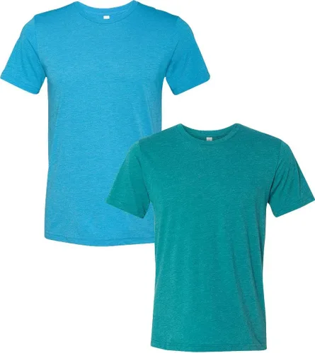Vista 124 de Bella Canvas 3413c para hombre (1) Triblend verde + (1) Triblend rojo