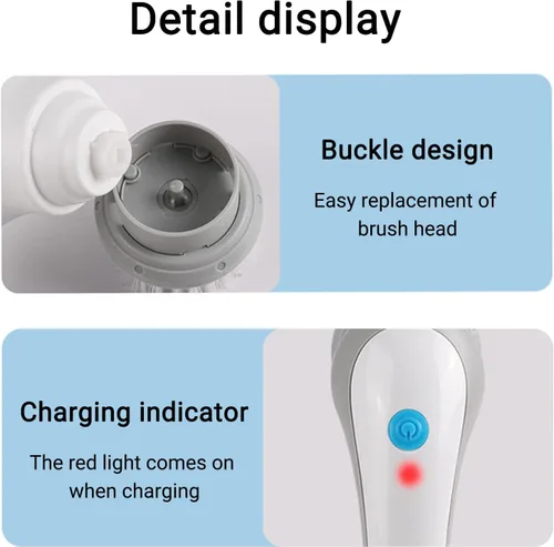 Vista 4 de Depuradores eléctricos giratorios, herramientas de limpieza eléctricas con 3 cabezales de cepillo, cepillo de limpieza recargable por USB, cepillo