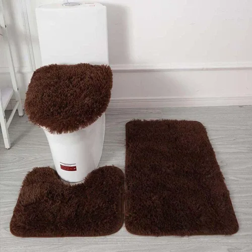 Vista 26 de Juego de 3 tapetes de baño para baño, suaves, antideslizantes, suaves, en forma de U, tapete para inodoro, tapete de baño y tapa de inodoro