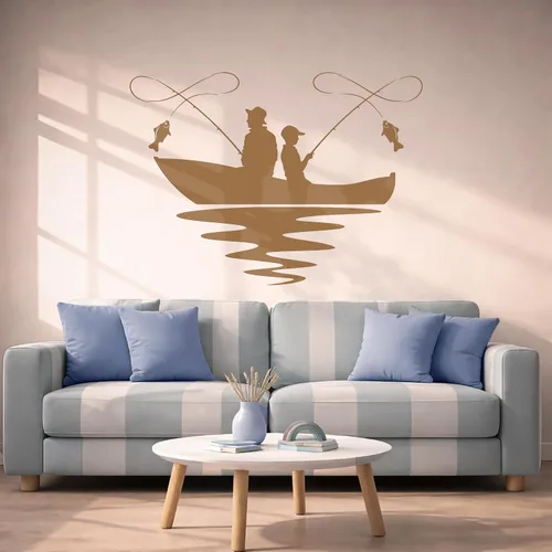 Vista 7 de Vinilo adhesivo para pared, diseño de lago, barco, pasatiempo, club de pescado, decoración grande (g1196), color negro