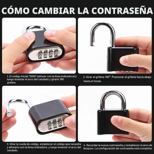 Vista 3 de Candados de combinación para exteriores, 4 dígitos, candado de combinación resistente al agua, candado de alta seguridad con combinación