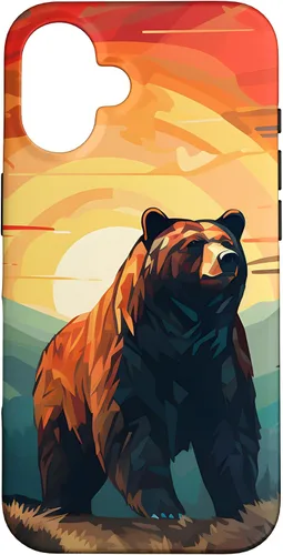 Vista 31 de Funda para iPhone 11 Bear Retro Sunset Forest Spirit Animal