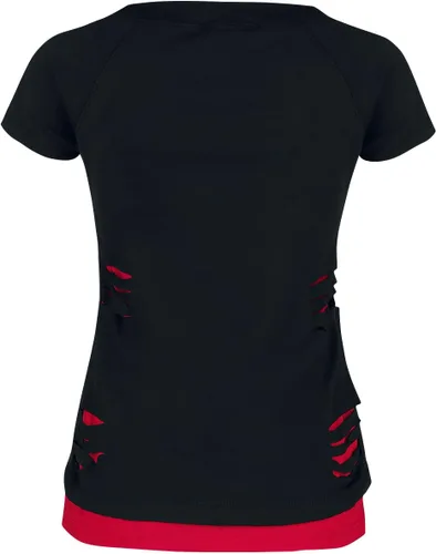 Vista 2 de DC Comics - Harley Quinn - Mad Love - Top rasgado rojo 2 en 1 Negro, Negro