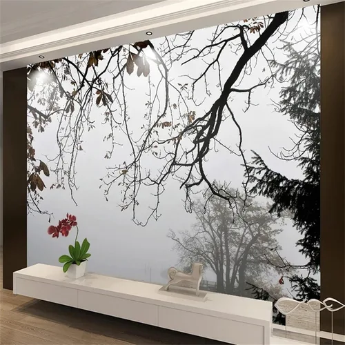 Vista 8 de Murales de pared 3D de ciudad en blanco y negro, papel tapiz de arquitectura retro, murales panorámicos extraíbles, adecuado para decoración