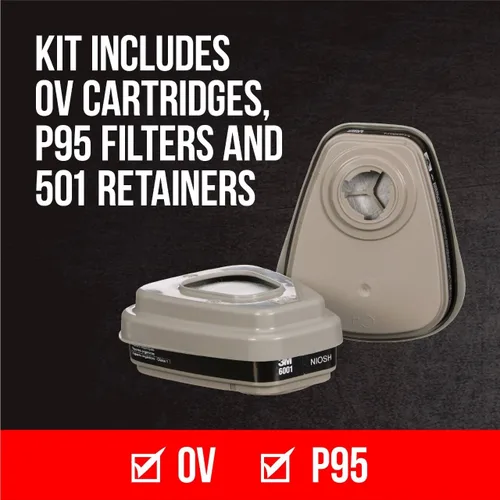 Vista 3 de 3M Proyecto de pintura P95/OV Respirador reutilizable de cierre rápido 6502QL, tamaño mediano, cartucho de vapor orgánico aprobado por NIOSH