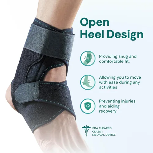Vista 5 de OPPO RA300 - Soporte estabilizador de tobillo ajustable con correas en X, soporte de talón abierto para inestabilidad, tensión y esguinces