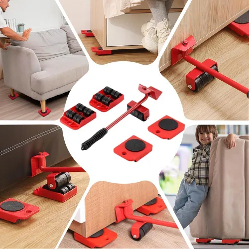 Vista 2 de Juego de herramientas de elevación de muebles, herramienta elevadora de muebles con palanca de herramienta de elevación de altura ajustable y 4