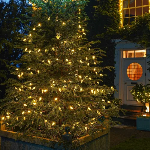 Vista 6 de Dazzle Bright Luces de Navidad C9 para exteriores, 50 LED 33 pies Cable Verde Impermeable Luces de Cadena, luces de hadas para interiores