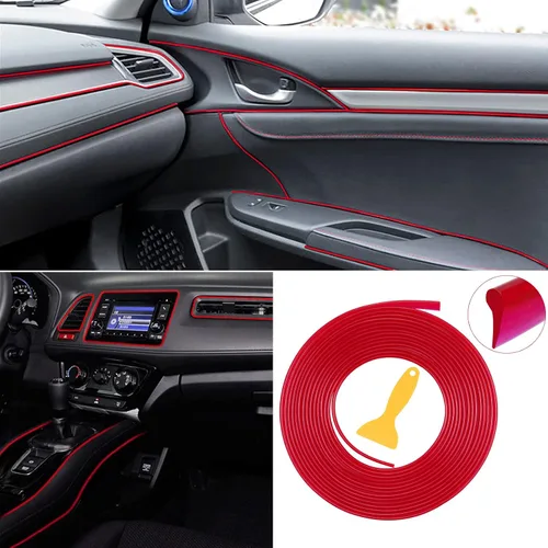 Vista 7 de Tiras decorativas para interior de automóvil, impermeables, ajuste universal y flexibles, tiras para insertar, incluye herramienta de instalación