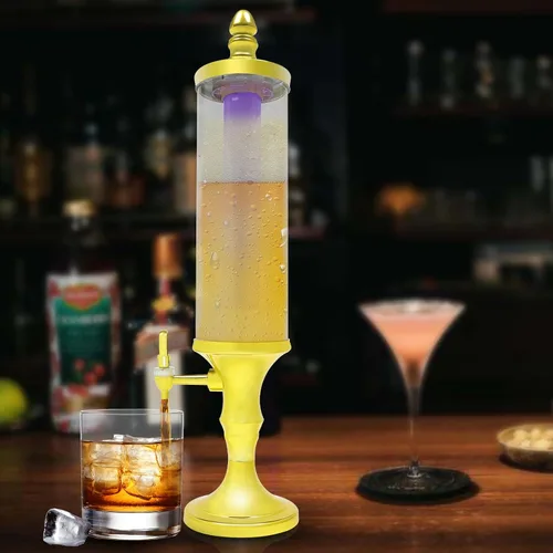 Vista 9 de Dispensador de torre de cerveza de 3 litros con tubo de hielo y dispensador de cerveza de mesa ligera, 3.2 cuartos de galón /102 onzas, dispensador