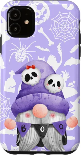 Vista 8 de iPhone 16 Boo Gnome Halloween Purple Spooky Creepy Cute Watercolor Case