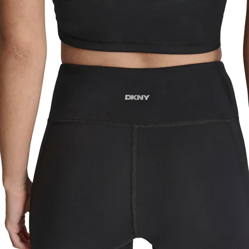 Vista 5 de DKNY Leggings de compresión de cintura alta 7/8 con bolsillo tipo cargo para mujer Negro