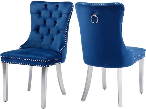 Vista 75 de Juego de 2 sillas de comedor de terciopelo beige, sillas de comedor tapizadas beige01